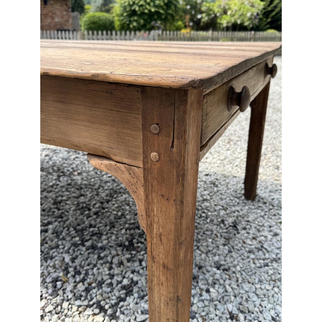 Rustic French Provincial Pine Harvest Table with Drawers, 19th Century For Sale - Image 3 of 7