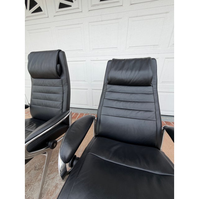 Black Ekornes Stressless Chairs With Ottoman For Sale - Image 8 of 10