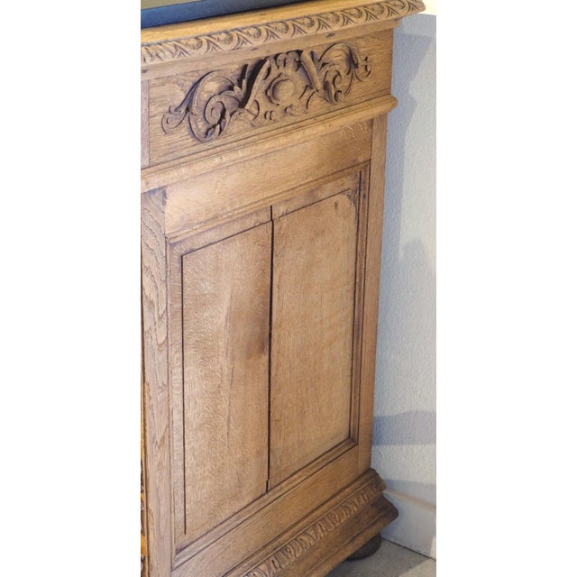 19th Century Bleached French Oak Hunt Buffet With Black Granite Top, Circa 1880 For Sale - Image 9 of 18