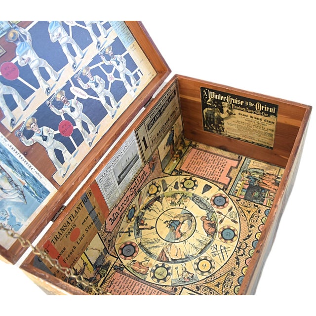 Antique Nautical Motif Decoupage Wood Keepsake Box For Sale - Image 10 of 11