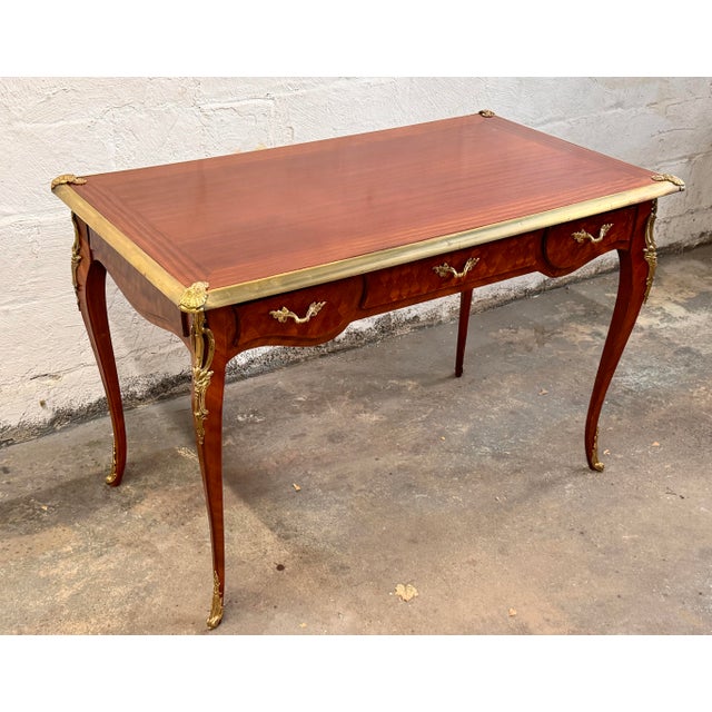 Mid 20th Century Louis XV Style Parquetry Bureau Plat Desk For Sale - Image 11 of 18