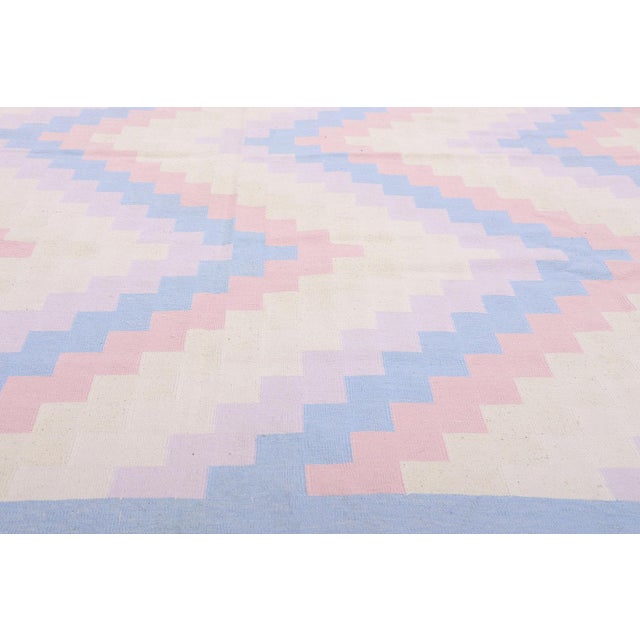 Late 20th Century Vintage Indian Dhurrie Rug, 10'03 X 14'00 For Sale - Image 5 of 10