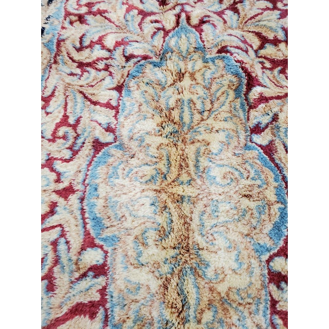 Antique Persian Kerman Oriental Carpet, Handmade Rug Navy, Ivory, Red, Soft Gold For Sale - Image 9 of 18