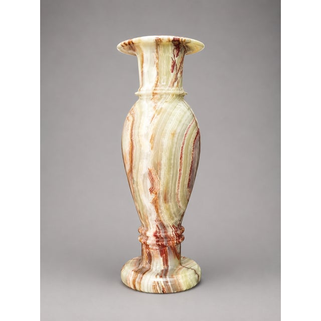 Rare Onyx Marble Floor Vase – 24" X 8" Decorative Vase by Zarva Stone For Sale In New York - Image 6 of 13