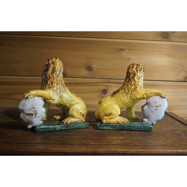 1980s Italian Pottery Lions - A Pair For Sale In San Antonio - Image 6 of 12
