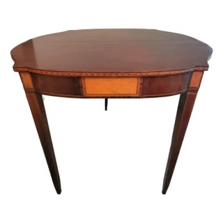 C. 1900 Valiant Furniture Inlaid Mahogany and Satinwood Flip-Top Hepplewhite Gaming Table For Sale