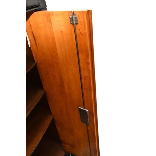 Black Pair of 19th Century Black Lacquered Biedermeier 2 Door Tall Cabinets For Sale - Image 8 of 9
