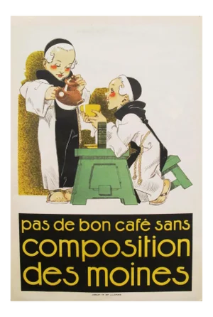 1920s French Vintage Coffee Poster, Pas de Bon Cafe