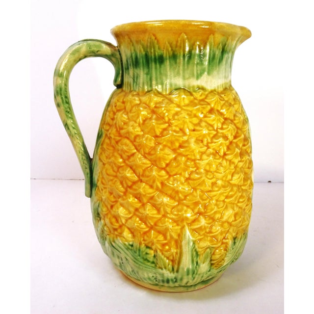 Ceramic Antique English Majolica Pineapple Pitcher, Mid 18th Century For Sale - Image 7 of 12