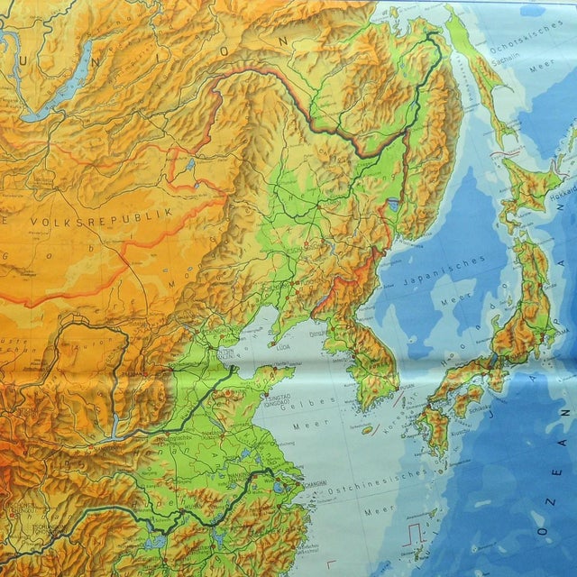 Large Vintage People's Republic of China Poster Wall Chart Rollable Map For Sale - Image 3 of 6