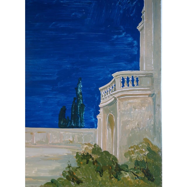 Study for a Painting of a Classic Italian Garden Courtyard with Gate on Board For Sale - Image 4 of 8