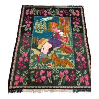 Authentic Hand-Woven Anatolian Vintage Kilim - Deep Violet & Burgundy For Sale