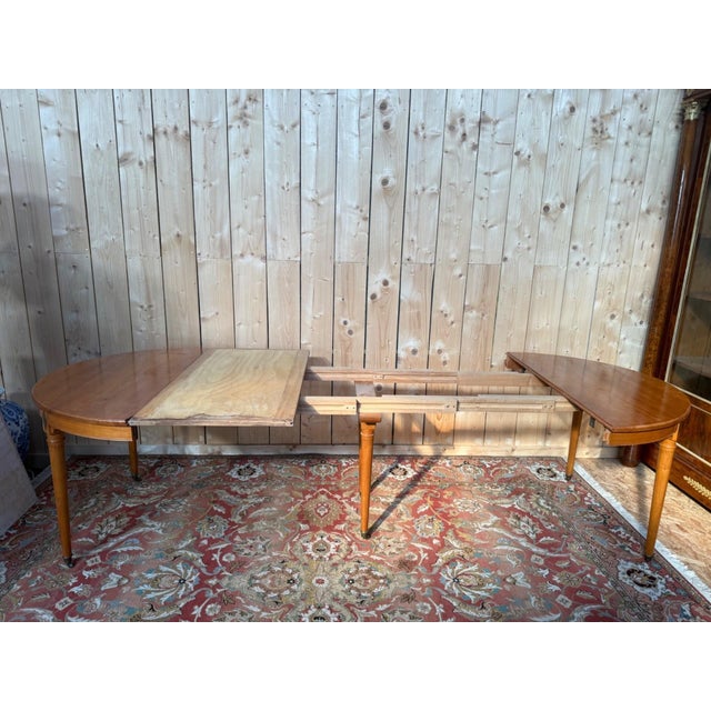 Wood Louis XVI Cherry Wood Dining Table with Extension, 1970s For Sale - Image 7 of 8