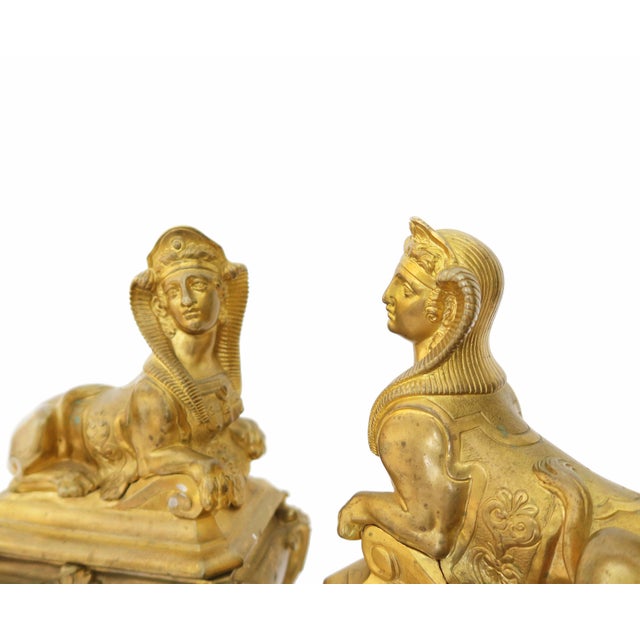 Traditional A Pair of Frederic Eugene Piat Gilt Bronze Chenets For Sale - Image 3 of 5