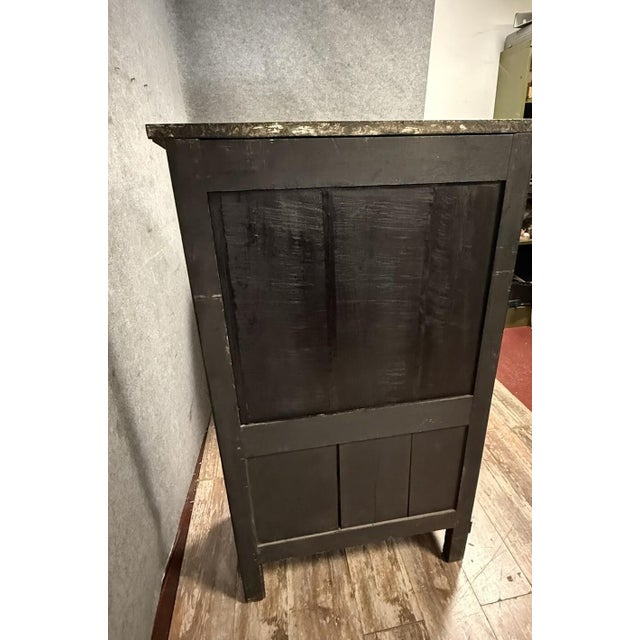 Boulle-Style Secretary Desk in Black Lacquered Wood and Gilt Bronze, Early 19th Century For Sale - Image 4 of 7