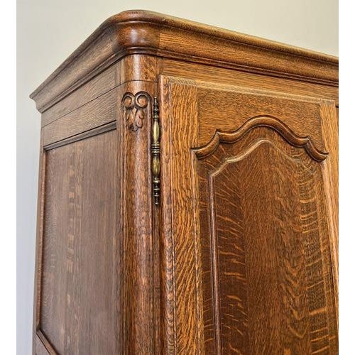 Vintage French Louis XVI Style Wardrobe in Oak For Sale - Image 11 of 15