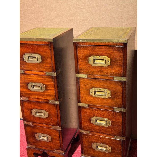 Military Apothecary Bedside Tables with Drawers and Leather Tops, 1850s, Set of 2 For Sale - Image 13 of 18