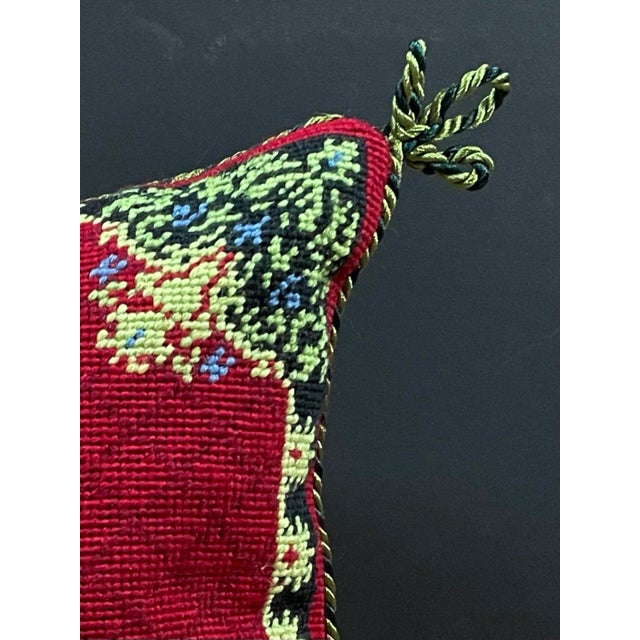 1990s French Style Fleur De Lis Needlepoint Throw Pillow For Sale - Image 5 of 8