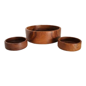 1970s Teak Wood Salad Bowls, 3 Piece Set