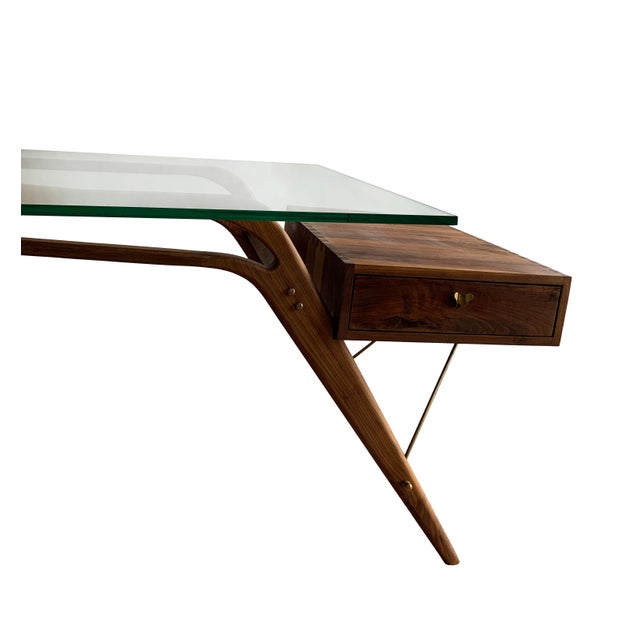 MidCentury Modern Jetson Glass Top Writing Desk Chairish