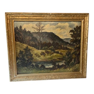 Vintage Oil on Canvas Landscape Painting From the Hudson Valley For Sale