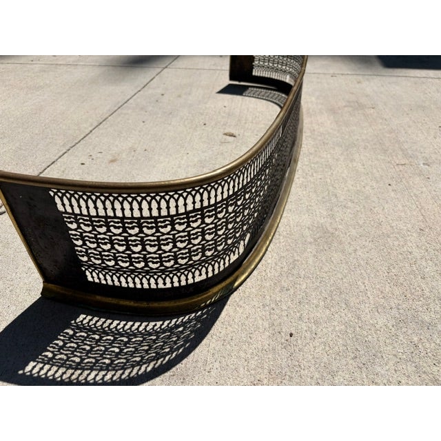 English Antique English Brass Fireplace Fender For Sale - Image 3 of 5