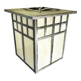 1980s Hanging Slag Glass Arts & Ctrafts Lantern Fixture For Sale