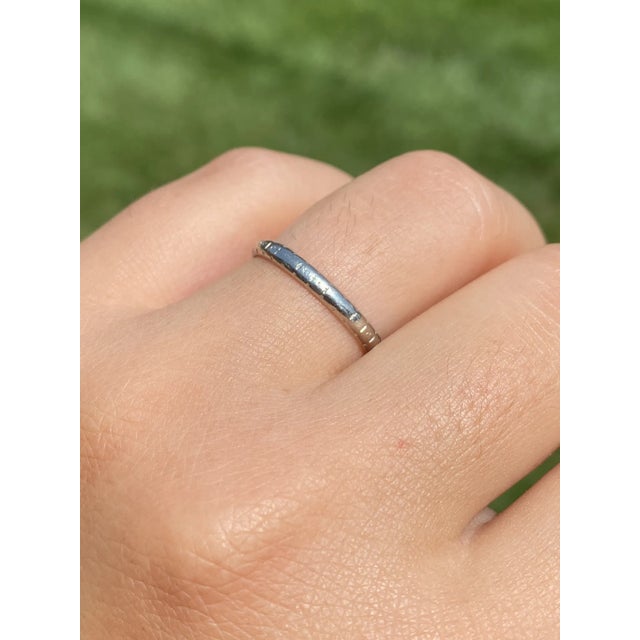Silver The Central Ave: White Rose Signed Antique Wedding Band Circa 1934 For Sale - Image 8 of 8