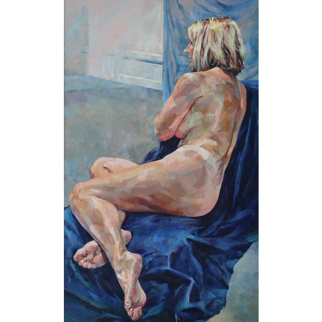"Chelsea Model" Contemporary Figurative Female Nude Oil Painting by Glenn Ibbitson For Sale