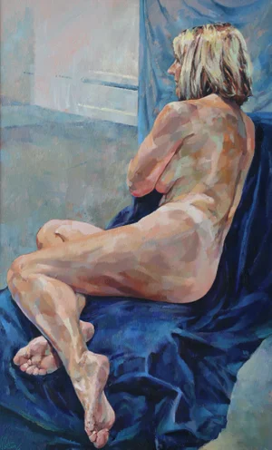 "Chelsea Model" Contemporary Figurative Female Nude Oil Painting by Glenn Ibbitson