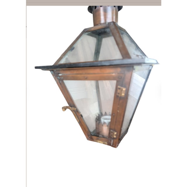 Mid-20th Century Bevolo French Quarter Copper Yoke Pendant Lanterns - A Pair For Sale - Image 13 of 18