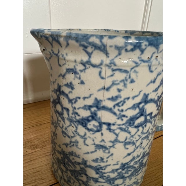 Early 20th Century Blue and White Spongeware Pitcher Chairish