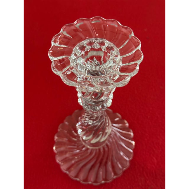 1970s Baccarat Bambous Crystal Candlestick 9” – Art Deco Swirl, Signed For Sale - Image 10 of 11