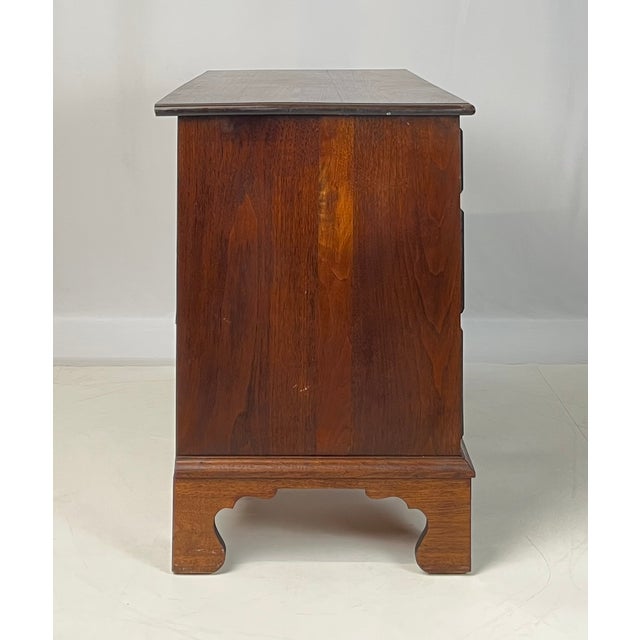 Chippendale Vintage Chippendale Style Solid Walnut Kneehole Desk For Sale - Image 3 of 14
