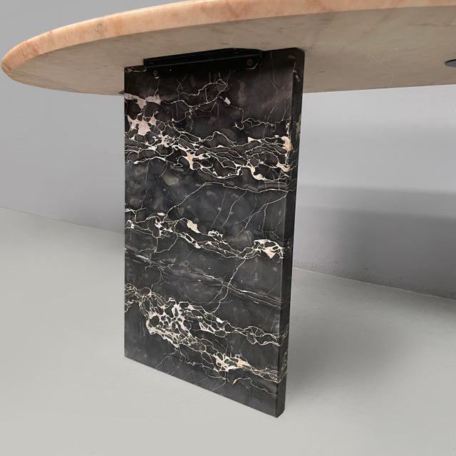 Italian Modern Wall Console or Desk in Black Marquina and Pink Portogallo Marble, 1980s For Sale - Image 13 of 18