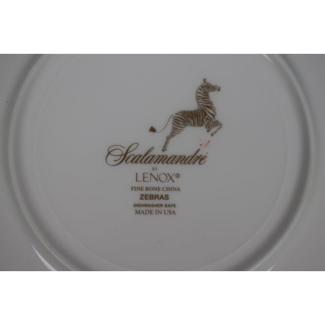 Ceramic Set of 6 Scalamandre by Lenox Salad Plates With Red/ Black & White Zebras Pattern For Sale - Image 7 of 7