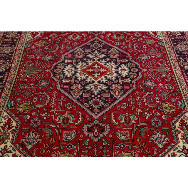 1960s Red Medallion Tabriz Wool Rug With Persian Design For Sale - Image 4 of 7
