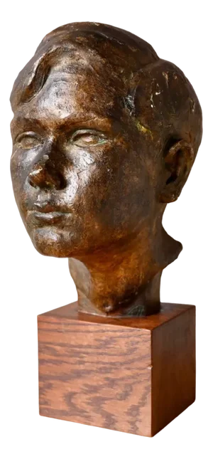 Bust of a Young Man in Plaster with Bronze Patina, France, 1926