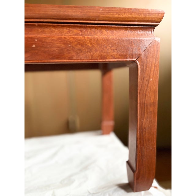 Chinese Natural Finish Vintage Chinese Rosewood Ming Style Rectangular Coffee Table 1940 For Sale - Image 3 of 8