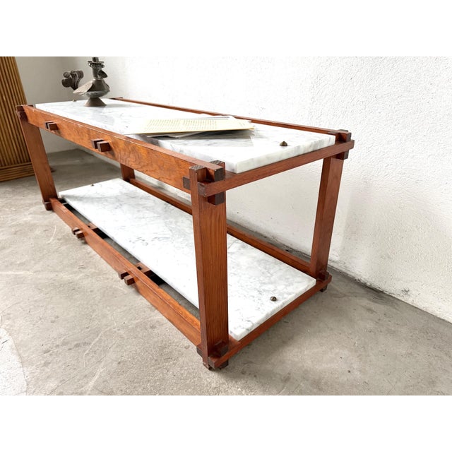 Italian Modernist Étagère in Teak and Carrara Marble, 1950s For Sale - Image 11 of 18