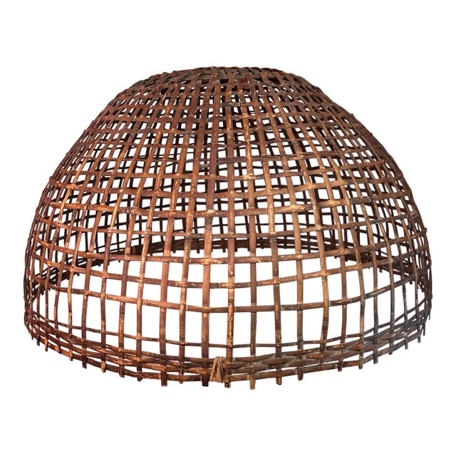 Large Vintage Handwoven Basket / Decorative Market Basket — Sculptural Form Approx. Dimensions: 30” Diameter × 17” Height For Sale
