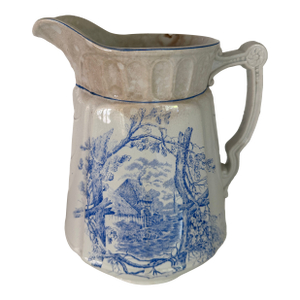Antique Blue and White Transferware Pitcher