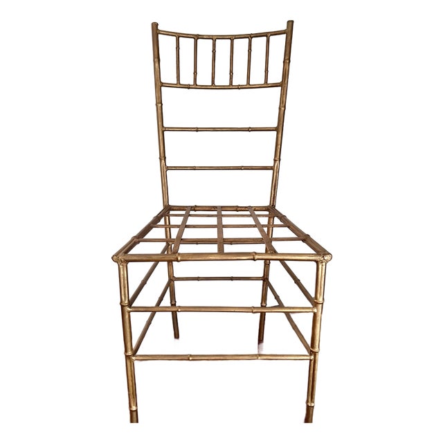 Vintage Gilt Iron Faux Bamboo Chair Made in Spain For Sale
