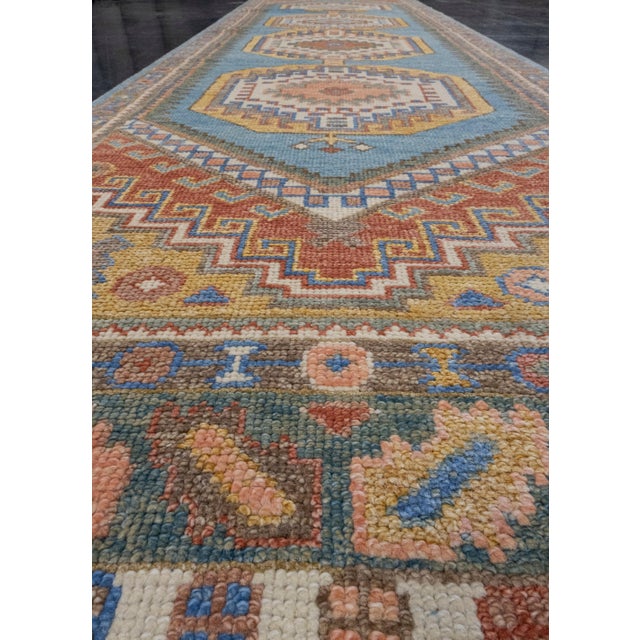 Textile Turkish Oushak Runner Rug 3'1" x 12'4" For Sale - Image 7 of 8