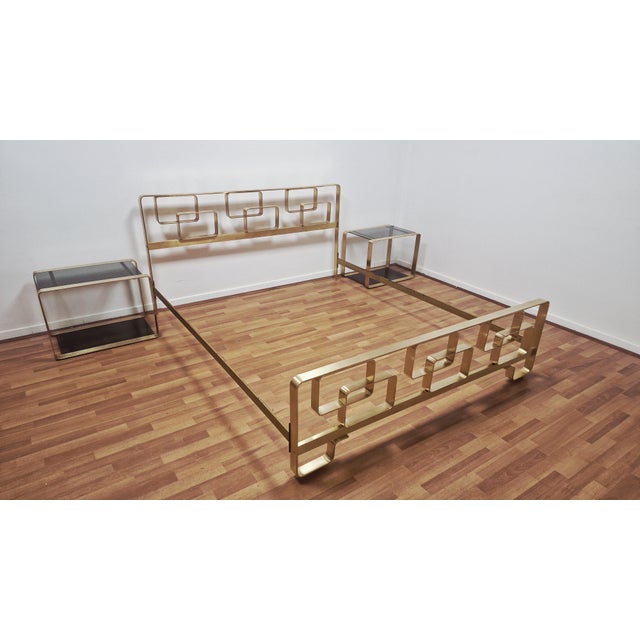 Vintage Brass Bedroom Set, 1970s, Italy, Set of 3 For Sale - Image 4 of 15