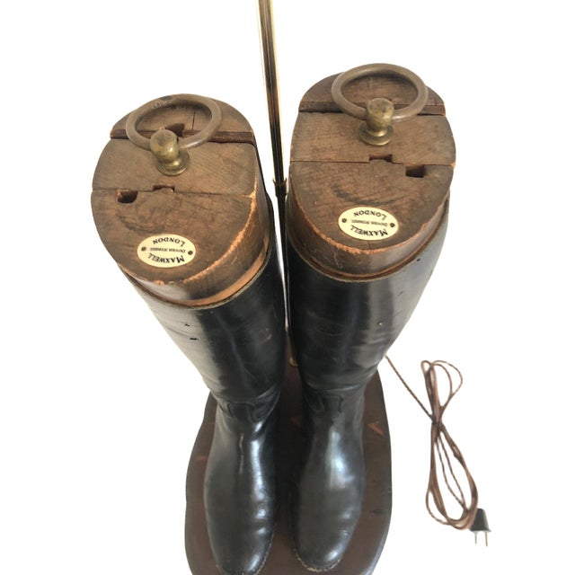 Wood Mid 20th Century Equestrian Chic in a Lamp With Boots by Henry Maxwell of London For Sale - Image 7 of 12