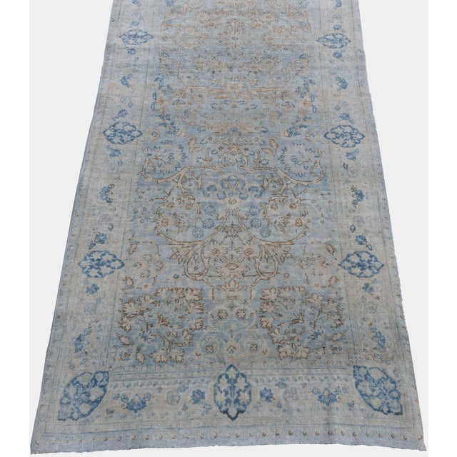 1900 - 1909 Antique Circa 1900 Blue Oversize Kerman Hand Knotted Wool Runner 2ft 9in X 23ft 6in For Sale - Image 5 of 10