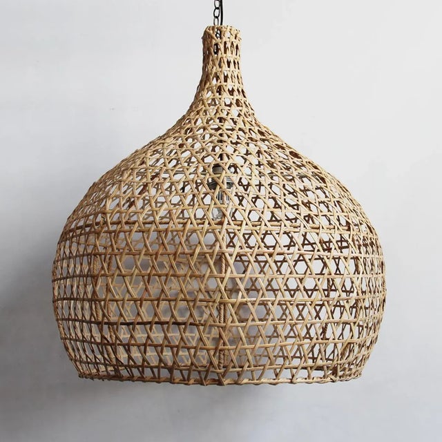 Raw wicker pumpkin lantern. Includes 3' chain and black ceiling canopy. 100 watt max fixture. Bulb not included. Each may...