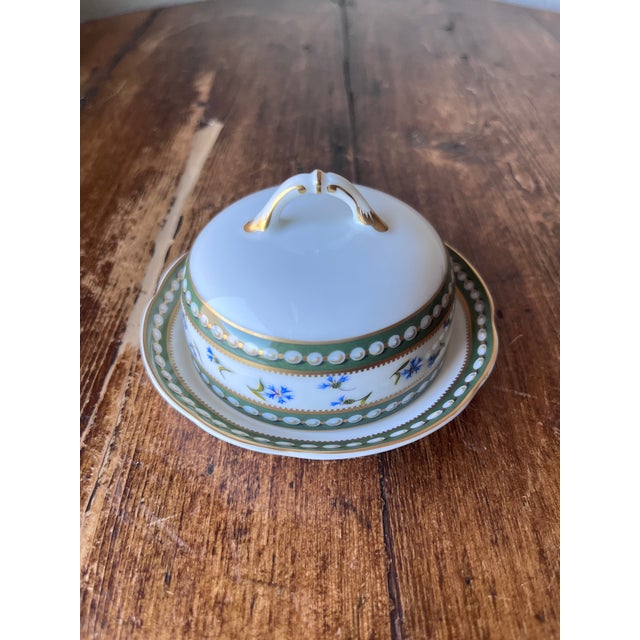 Late 20th Century Late 20th Century Ancienne Manufacture Royale De Limoges France Marie Antoinette Pattern Round Butter Dish For Sale - Image 5 of 9