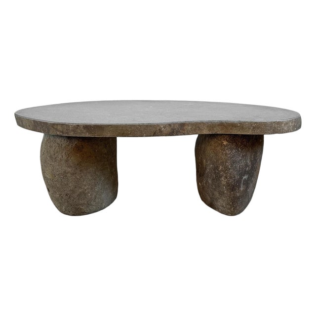 Stone Boulder Organic Modern Outdoor Bench / Coffee Table For Sale